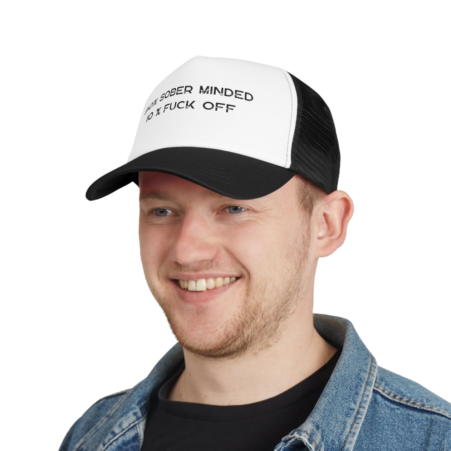 90% Sober Minded Mesh Cap - Funny Trucker Hat for Recovery and Humor