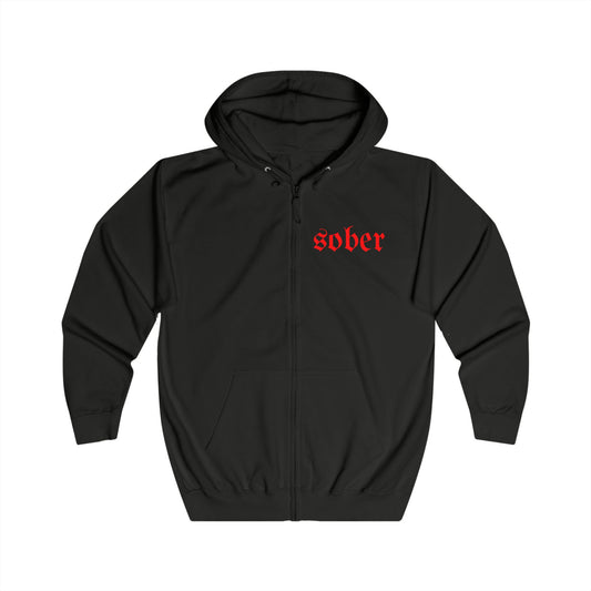 Stay Sober Unisex Full Zip Hoodie - Keep It Simple Design